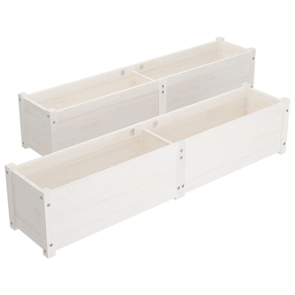 Letti Rialzati da Giardino 2 pz Bianchi 150x31x31cm Legno Pino