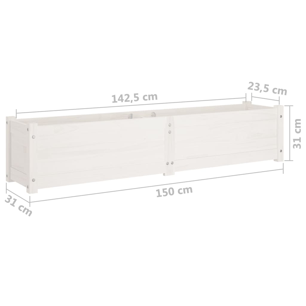 Letti Rialzati da Giardino 2 pz Bianchi 150x31x31cm Legno Pino