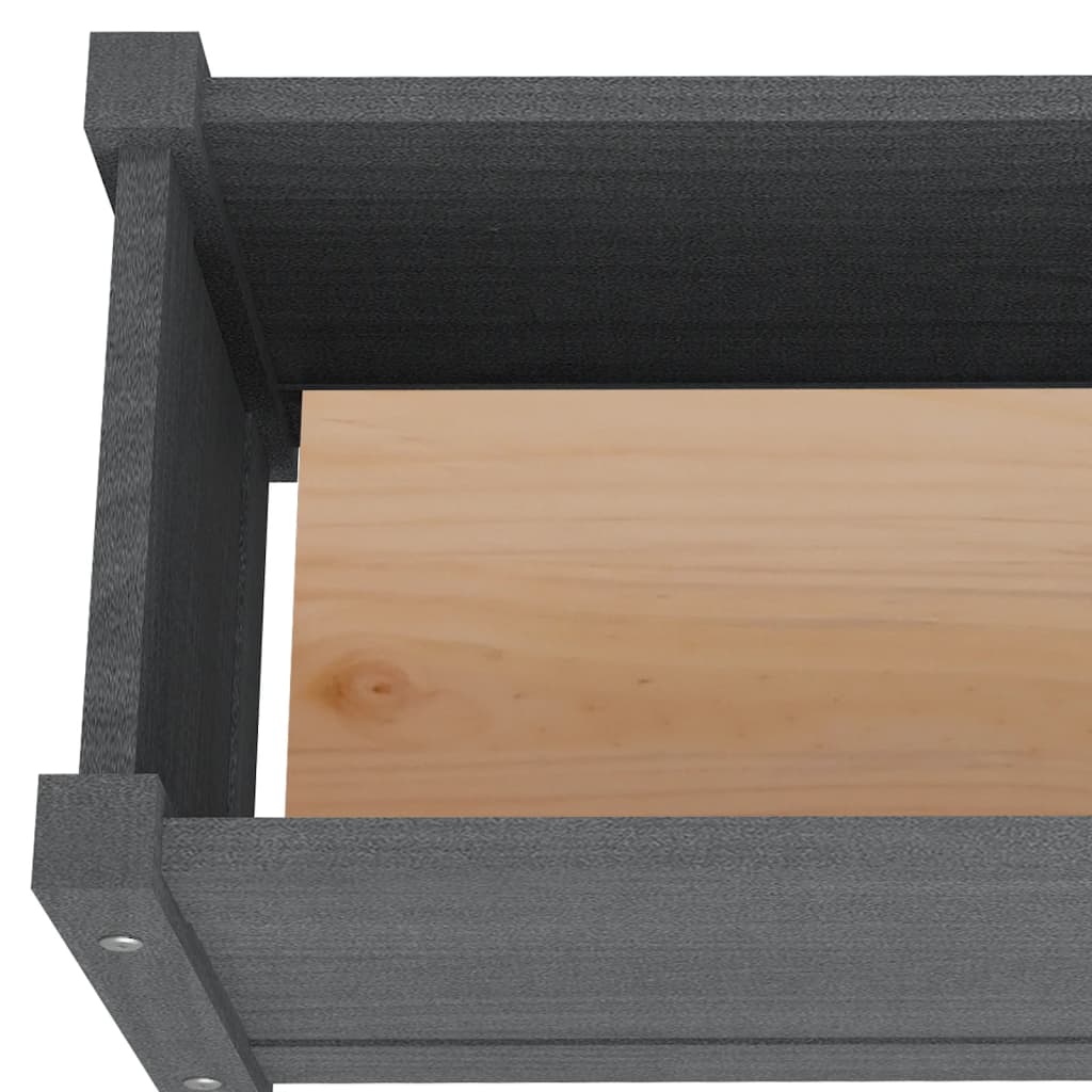 Letti Rialzati da Giardino 2 pz Grigi 150x31x31cm Legno di Pino