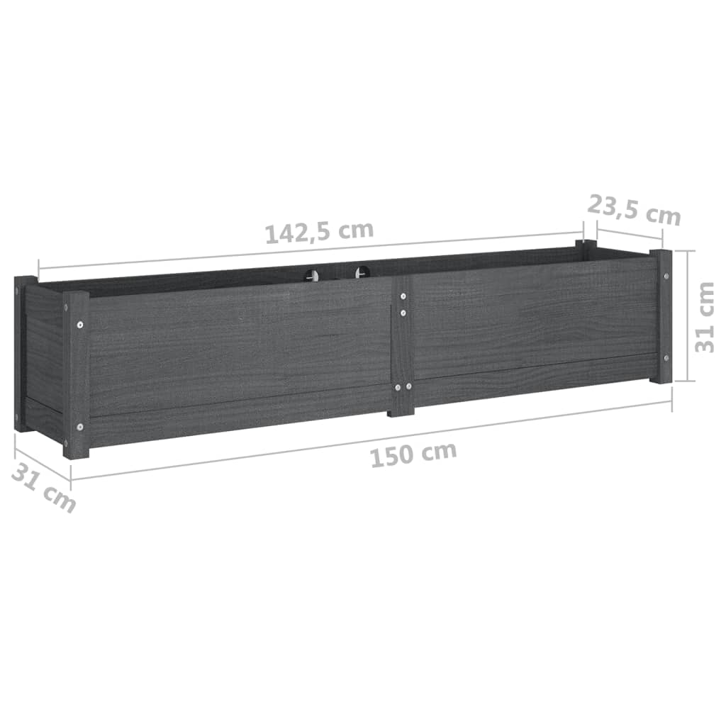 Letti Rialzati da Giardino 2 pz Grigi 150x31x31cm Legno di Pino
