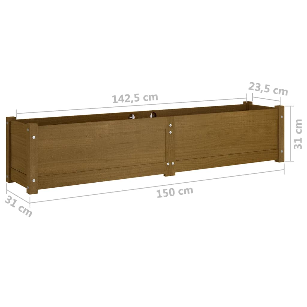 Fioriera Rialzata da Giardino Ambra 150x31x31 cm Massello Pino