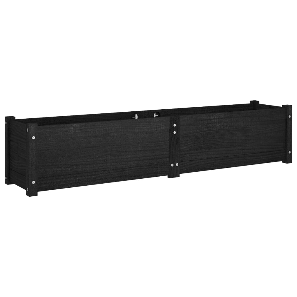 Letti Rialzati da Giardino 2 pz Neri 150x31x31 cm Legno di Pino