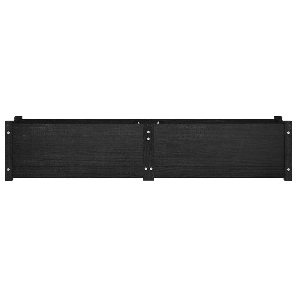 Letti Rialzati da Giardino 2 pz Neri 150x31x31 cm Legno di Pino