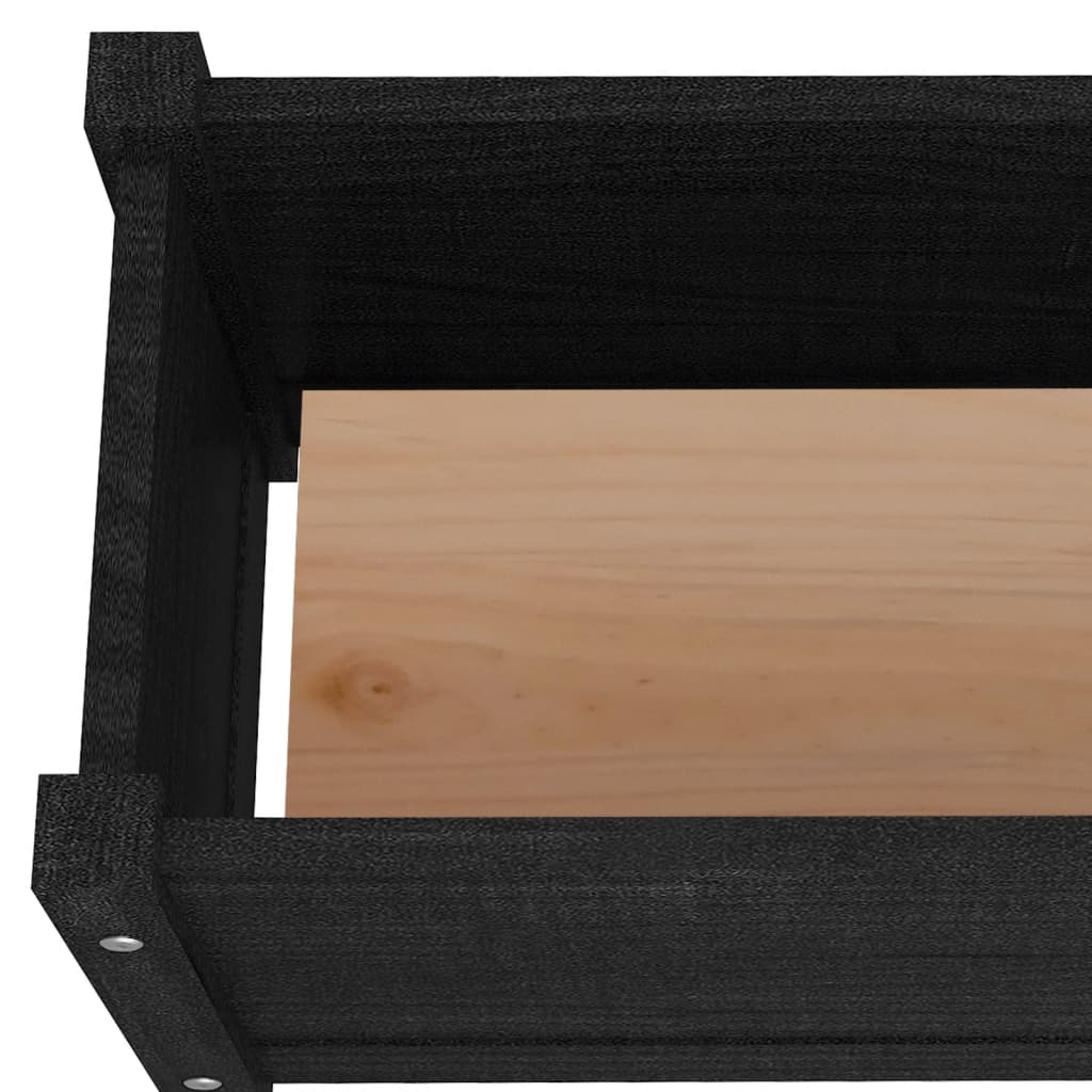 Letti Rialzati da Giardino 2 pz Neri 150x31x31 cm Legno di Pino