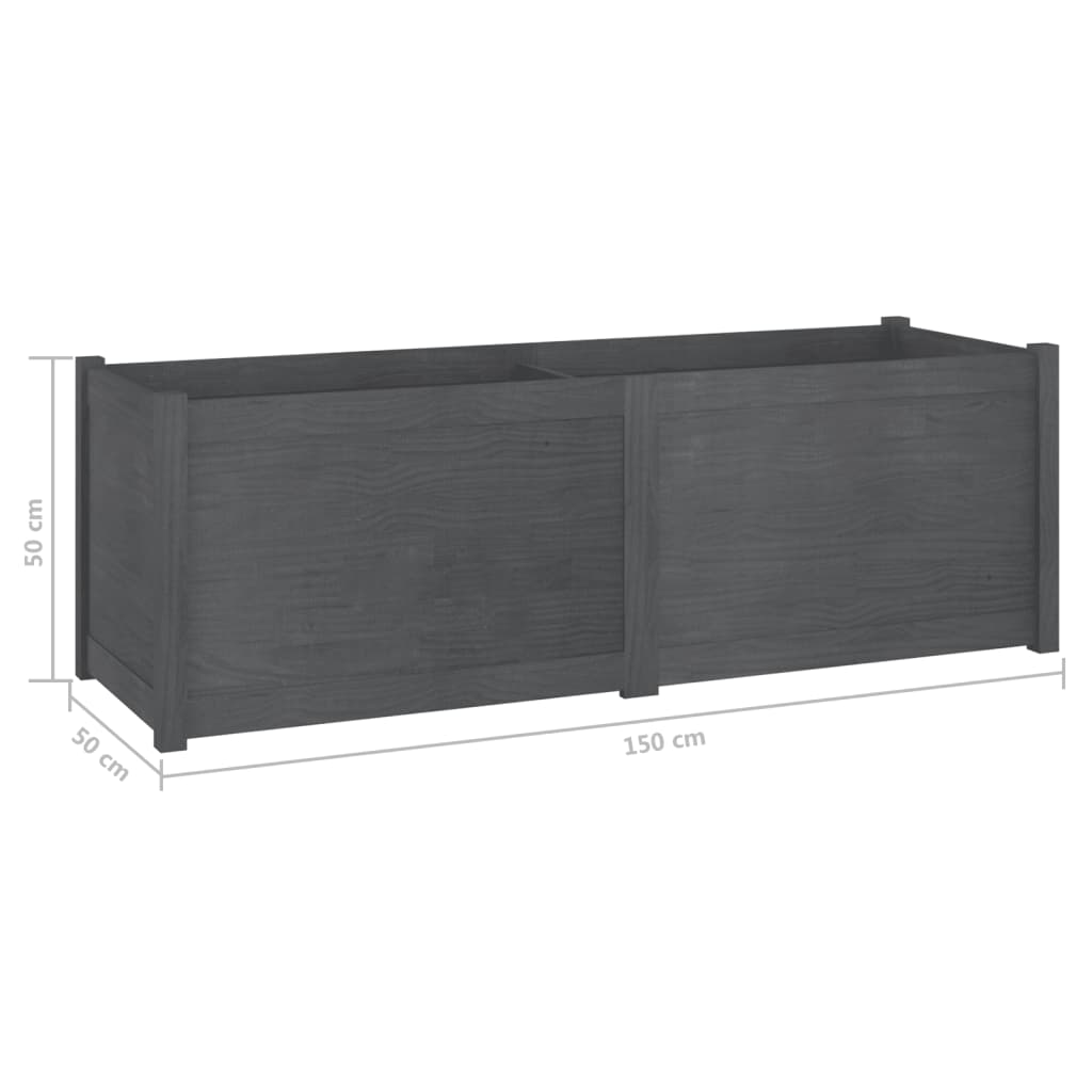 Fioriera da Giardino Grigia 150x50x50 cm Legno Massello di Pino