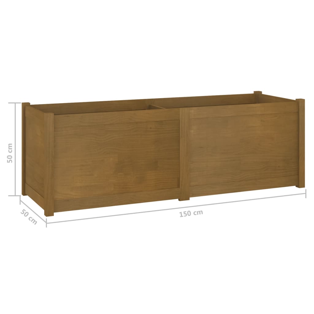 Fioriera Giardino Marrone Ambra 150x50x50cm Legno Massello Pino