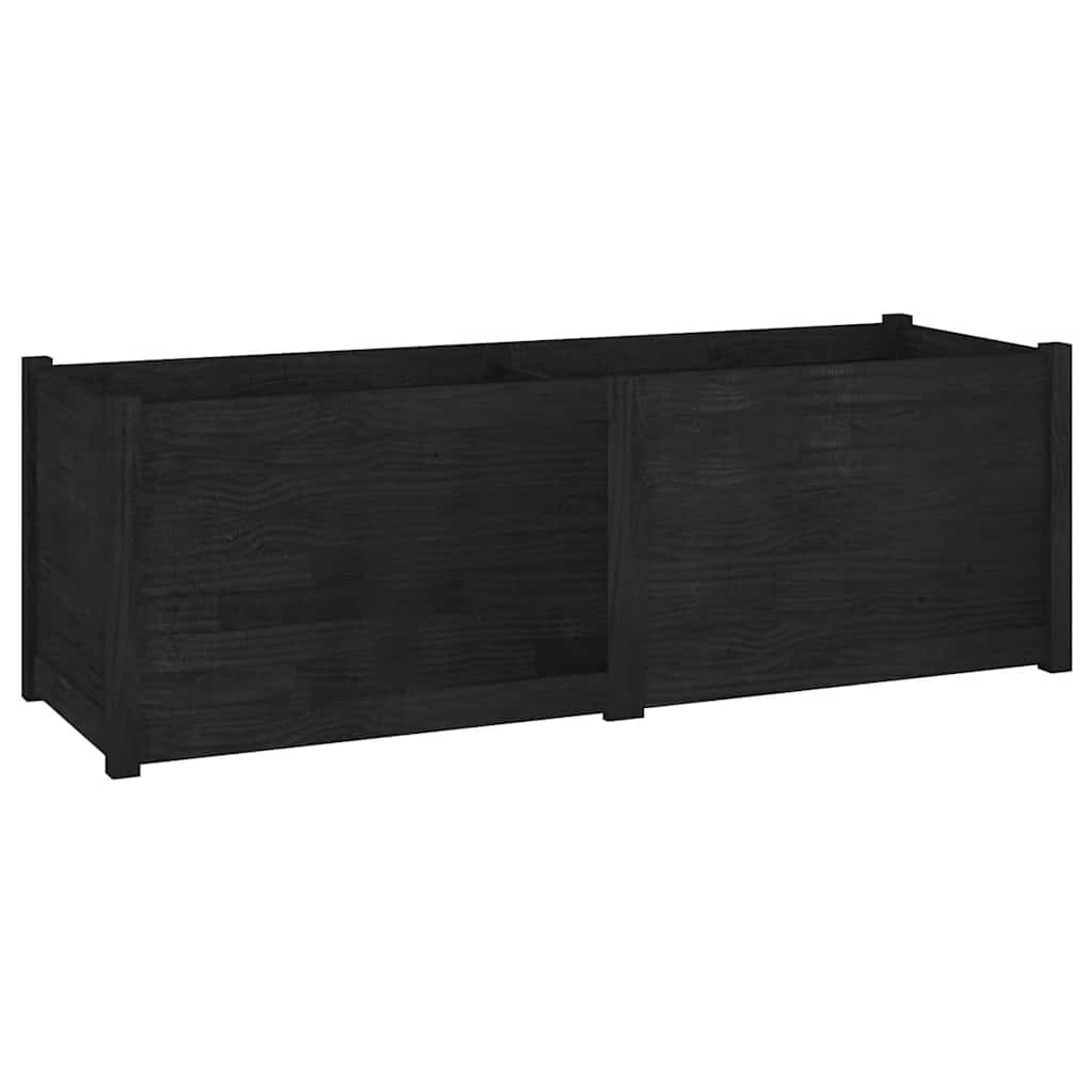 Fioriera da Giardino Nera 150x50x50 cm Legno Massello di Pino