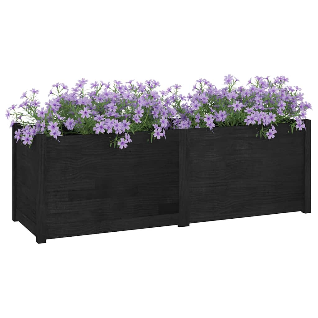 Fioriera da Giardino Nera 150x50x50 cm Legno Massello di Pino