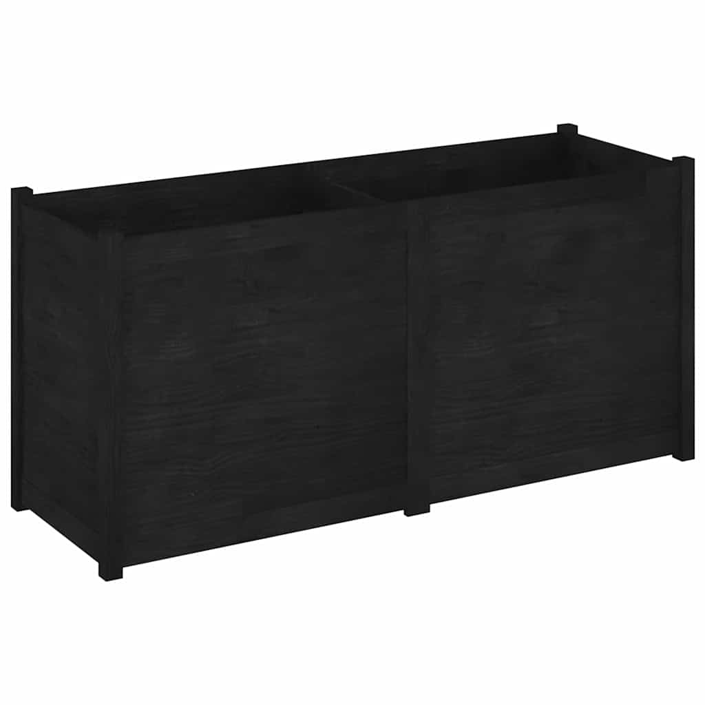 Fioriera da Giardino Nera 150x50x70 cm Legno Massello di Pino