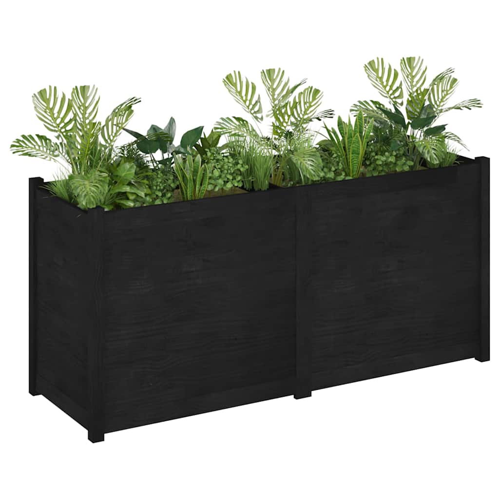 Fioriera da Giardino Nera 150x50x70 cm Legno Massello di Pino