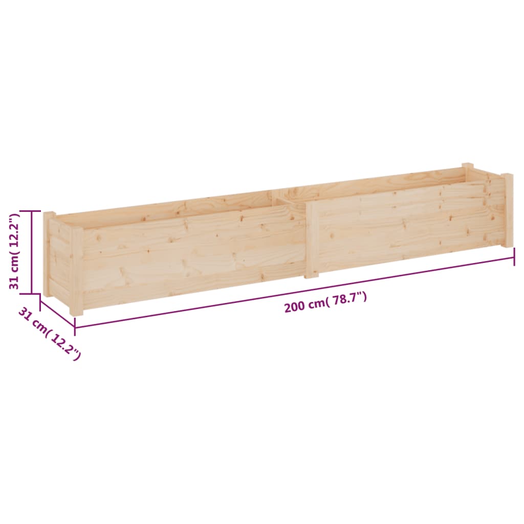 Fioriere da Giardino 2 pz 200x31x31cm in Legno Massello di Pino