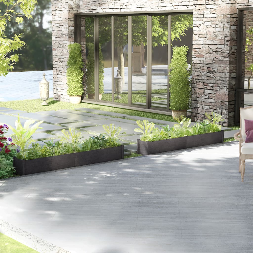 Fioriere da Giardino 2 pz Grigie 200x31x31 cm Massello di Pino