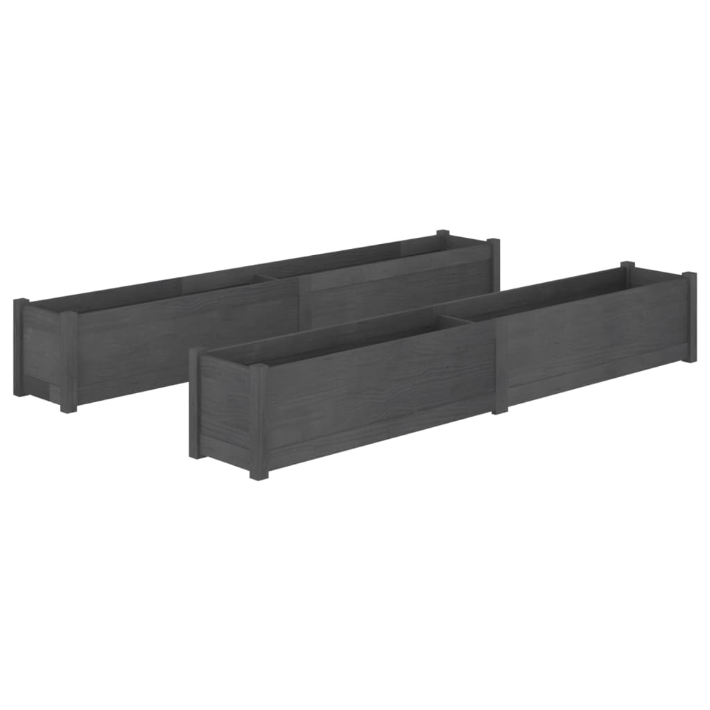 Fioriere da Giardino 2 pz Grigie 200x31x31 cm Massello di Pino