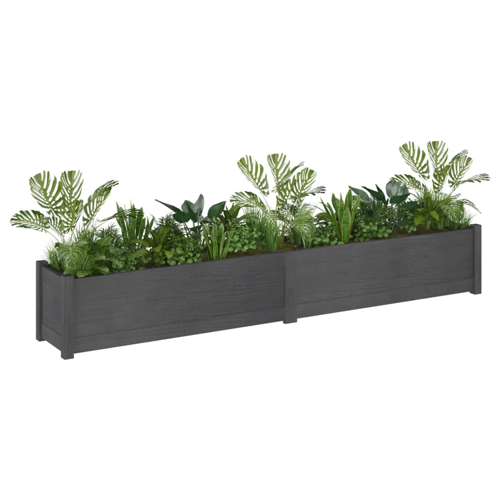 Fioriere da Giardino 2 pz Grigie 200x31x31 cm Massello di Pino