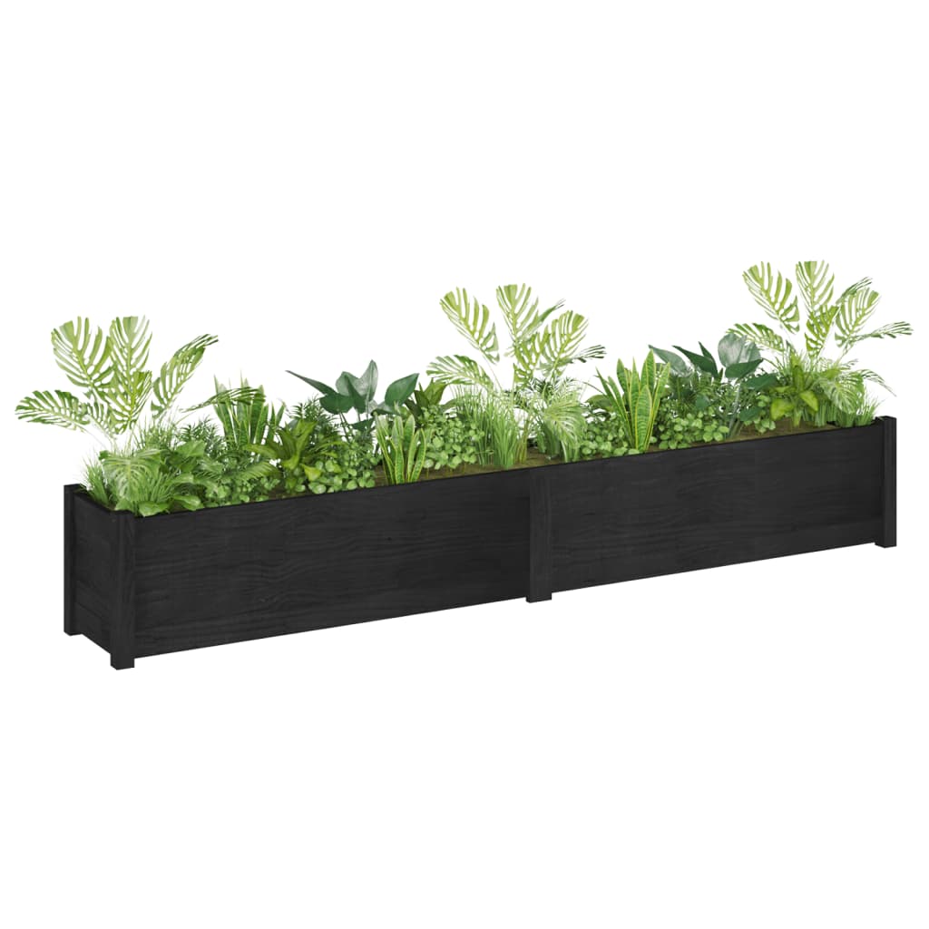 Fioriere da Giardino 2 pz Nere 200x31x31 cm in Legno di Pino
