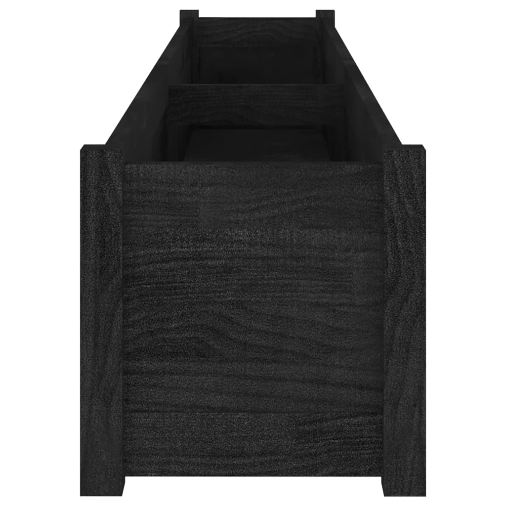 Fioriere da Giardino 2 pz Nere 200x31x31 cm in Legno di Pino