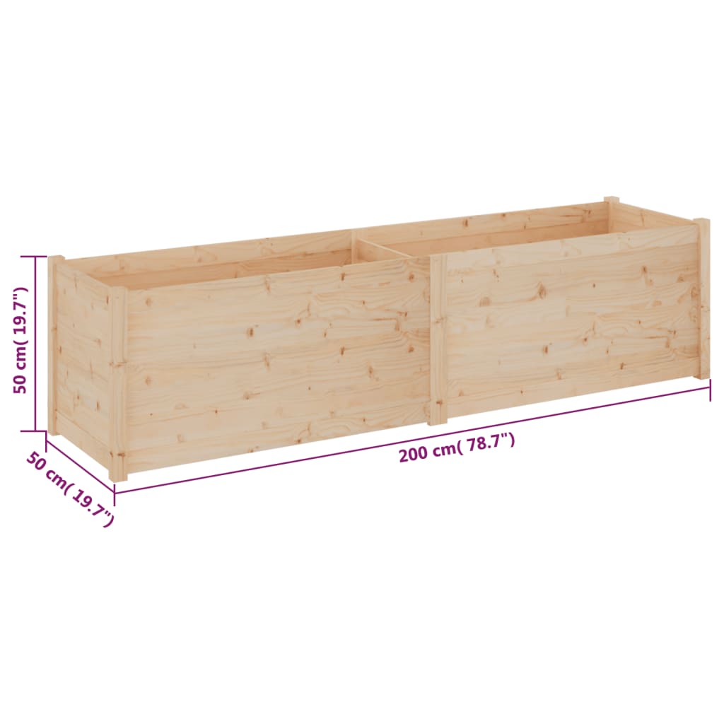 Fioriera da Giardino 200x50x50 cm in Legno Massello di Pino