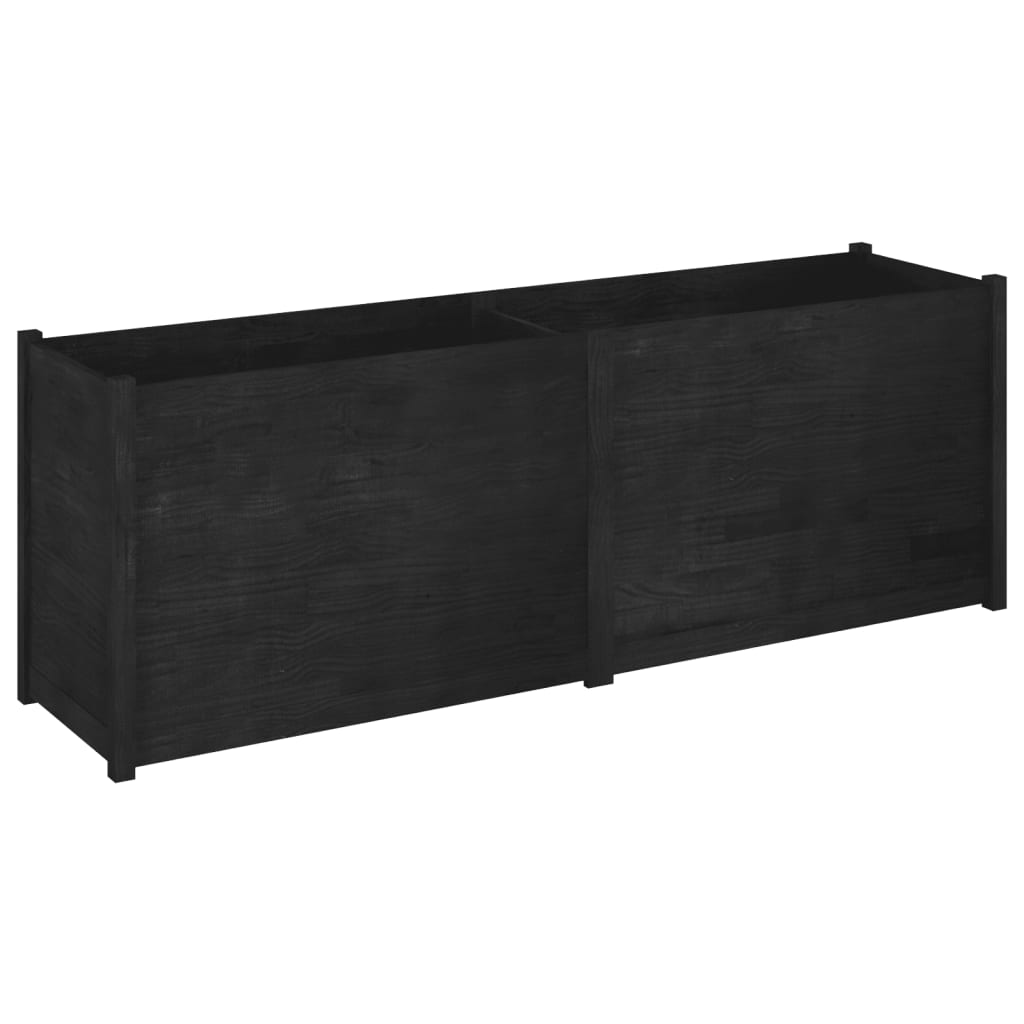 Fioriera da Giardino Nera 200x50x70cm in Legno Massello di Pino