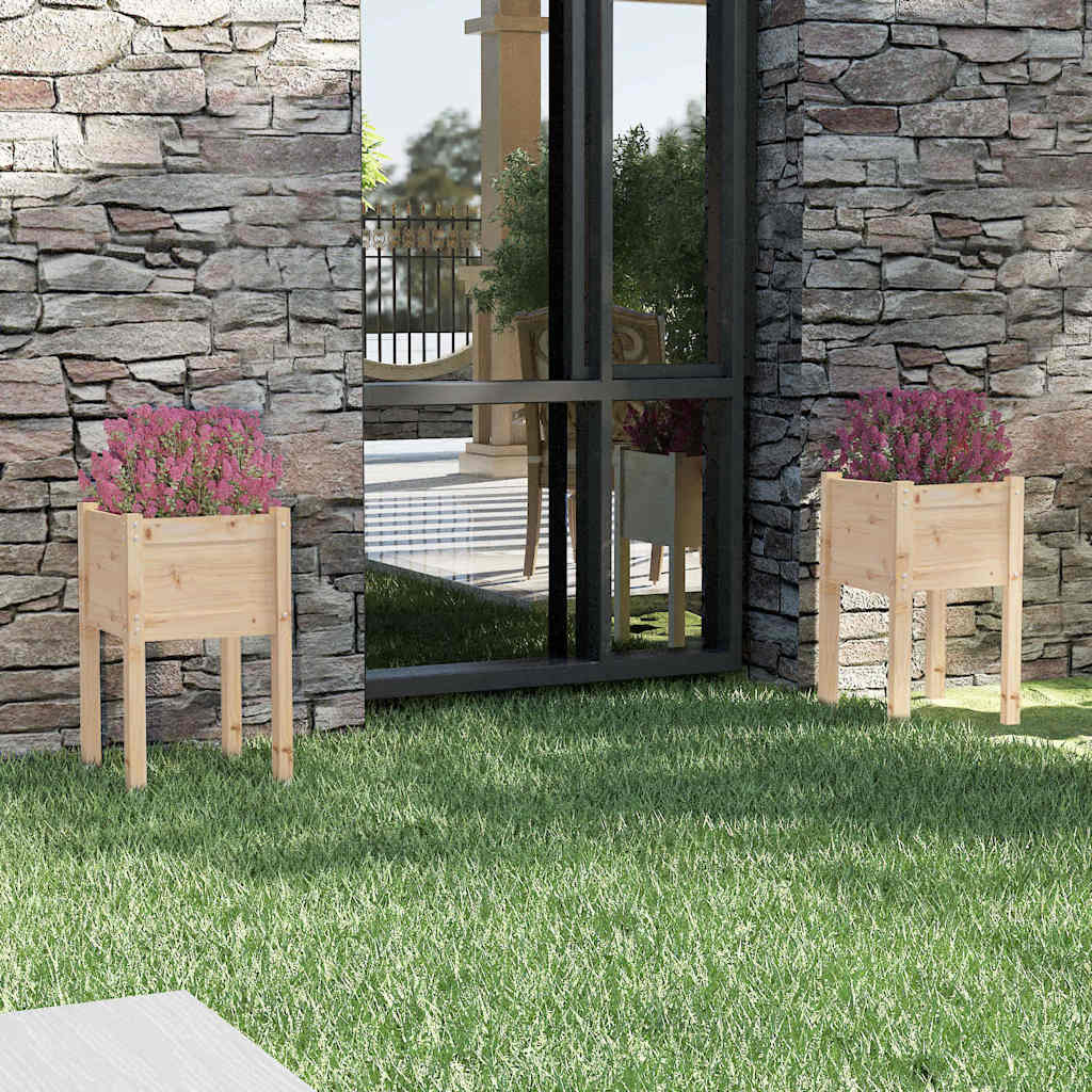 Fioriere da Giardino 2 pz 40x40x70 cm in Legno Massello di Pino