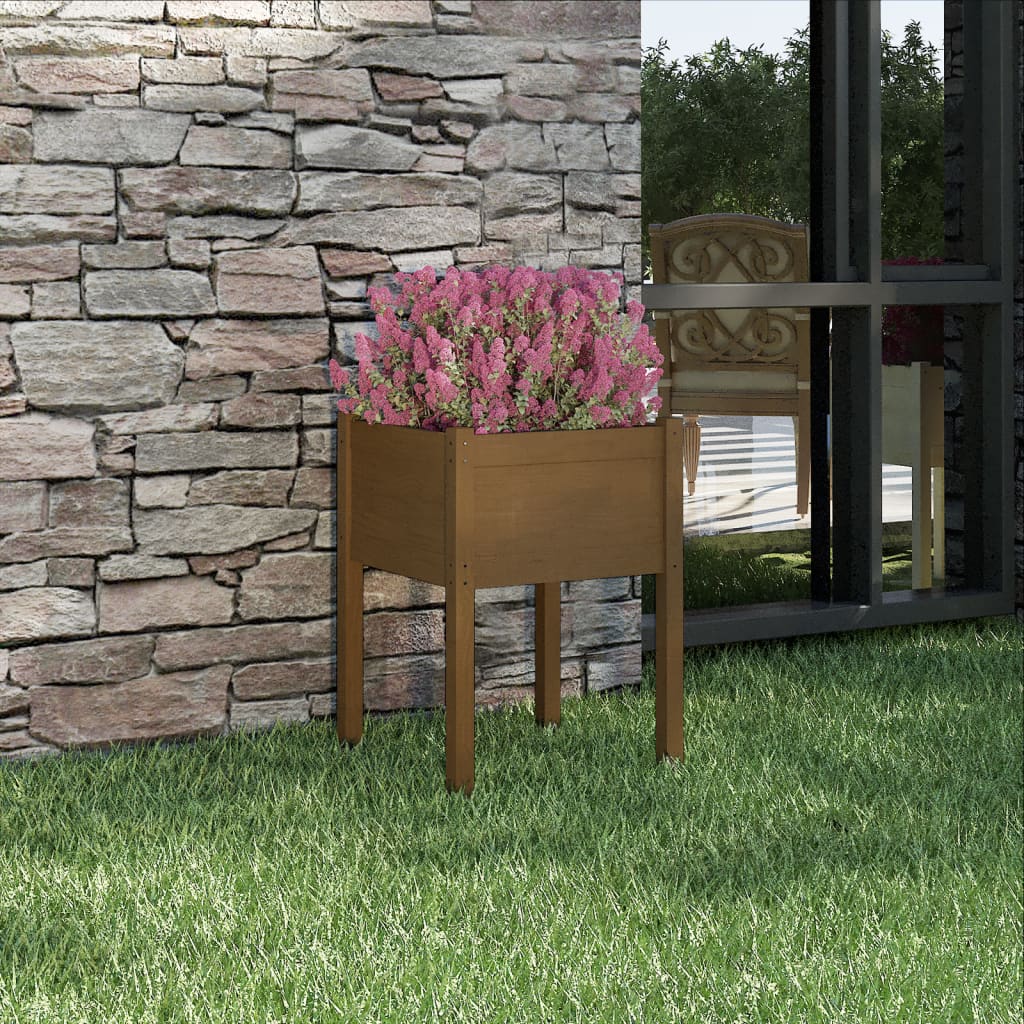 Fioriera Giardino Marrone Ambra 50x50x70 cm Legno Massello Pino