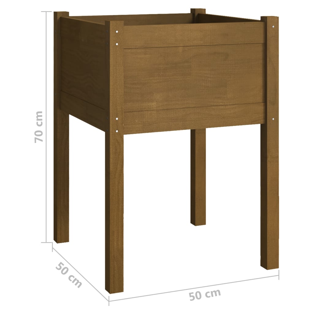 Fioriera Giardino Marrone Ambra 50x50x70 cm Legno Massello Pino