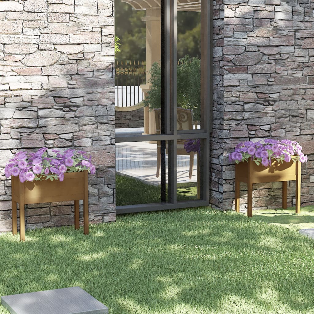 Fioriere 2 pz Ambra 70x31x70 cm in Legno Massello di Pino