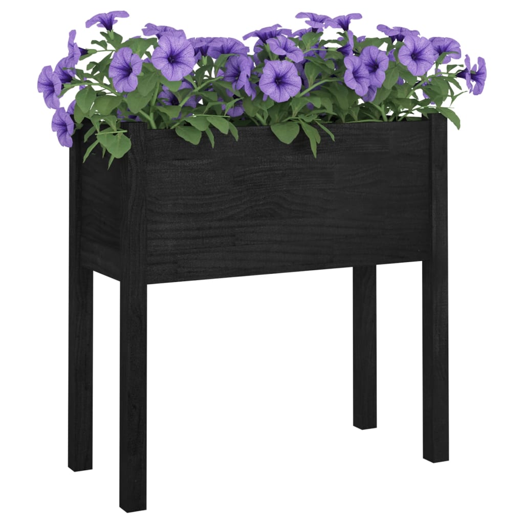 Fioriera da Giardino Nera 70x31x70 cm in Legno Massello di Pino