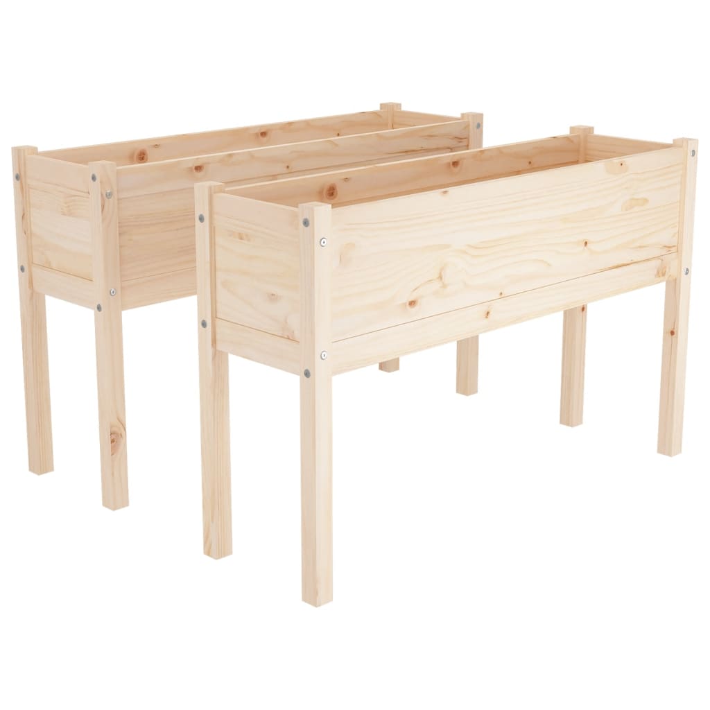 Fioriere da Giardino 2 pz 110x31x70cm in Legno Massello di Pino