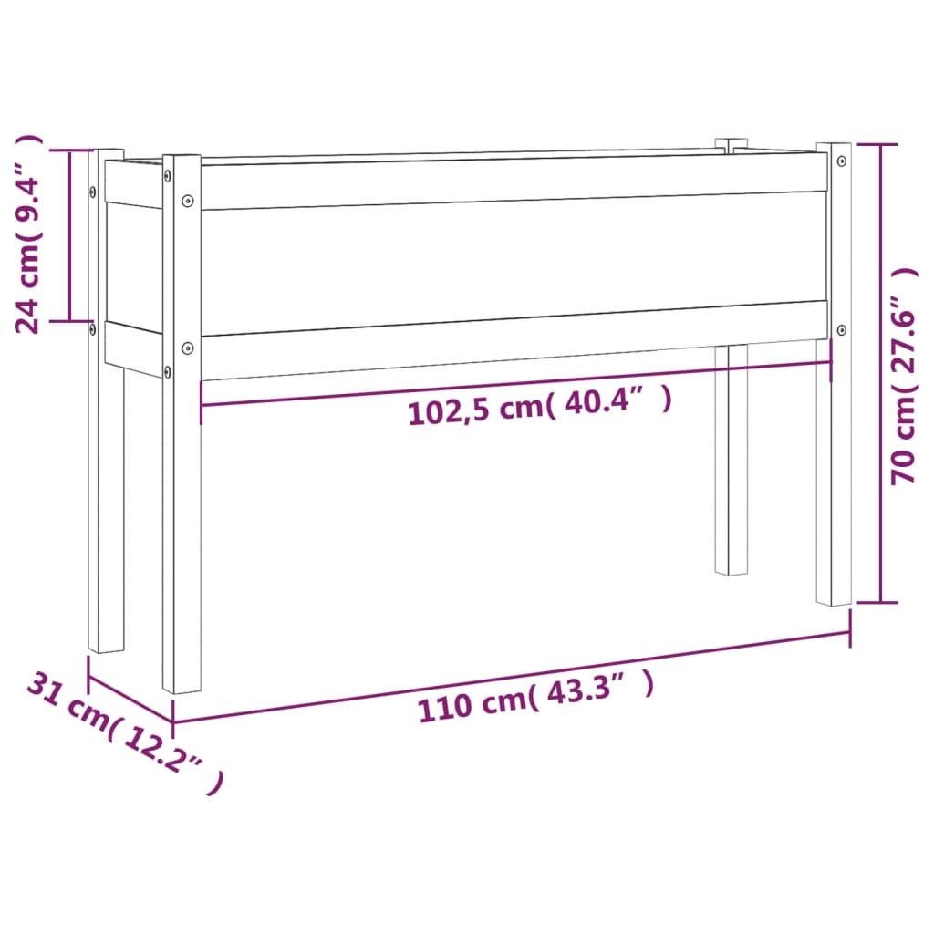 Fioriere da Giardino 2 pz 110x31x70cm in Legno Massello di Pino