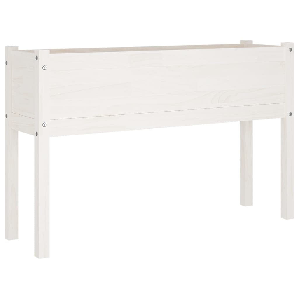 Fioriera da Giardino Bianca 110x31x70 cm Legno Massello di Pino