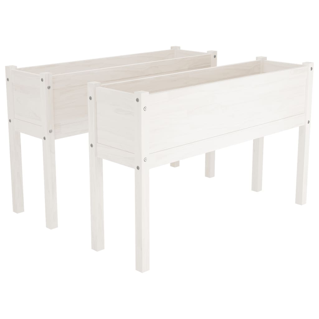Fioriere da Giardino 2 pz Bianche 110x31x70 cm in Legno di Pino