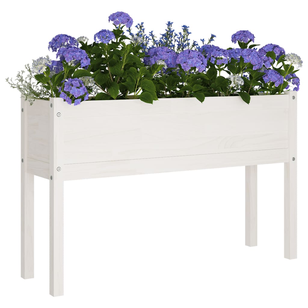 Fioriere da Giardino 2 pz Bianche 110x31x70 cm in Legno di Pino