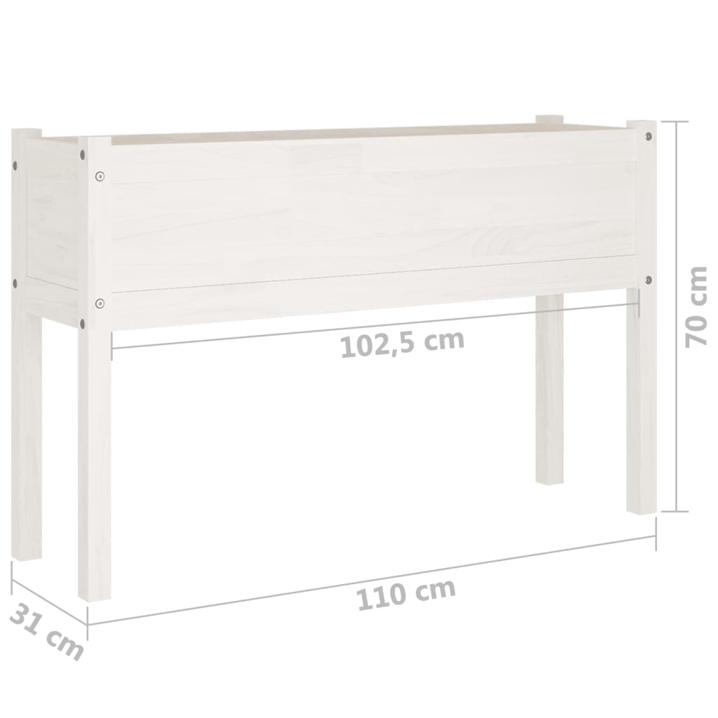 Fioriere da Giardino 2 pz Bianche 110x31x70 cm in Legno di Pino