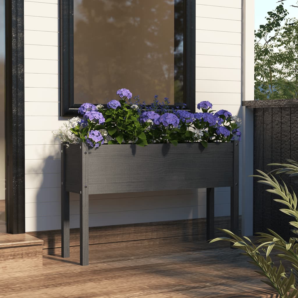 Fioriera da Giardino Grigia 110x31x70 cm Legno Massello di Pino