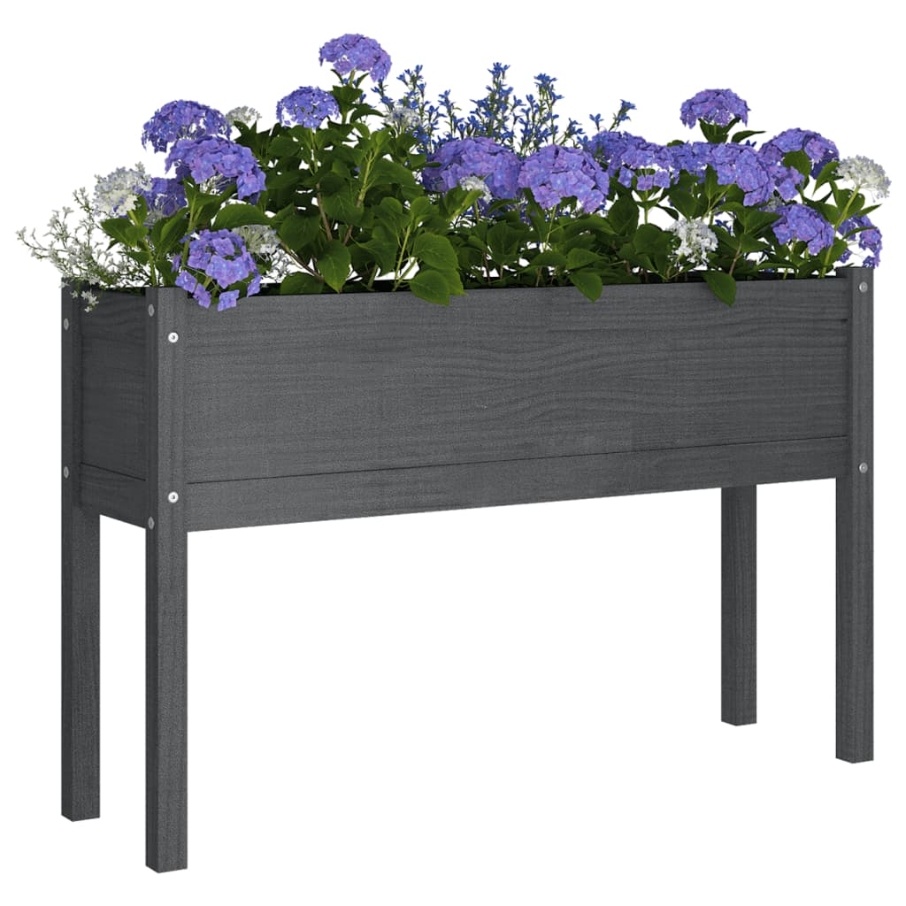 Fioriera da Giardino Grigia 110x31x70 cm Legno Massello di Pino