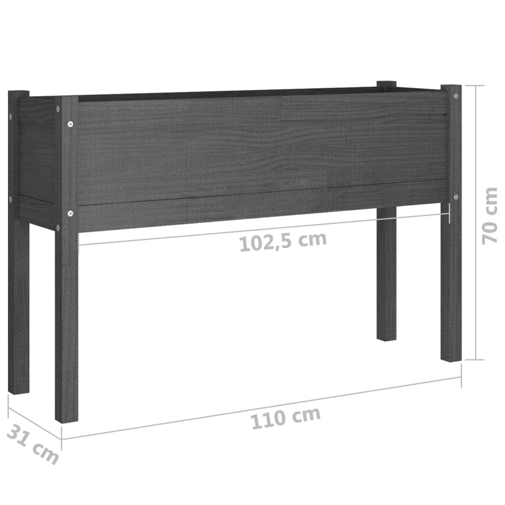 Fioriera da Giardino Grigia 110x31x70 cm Legno Massello di Pino