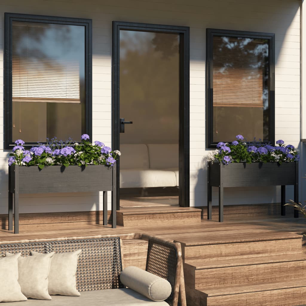 Fioriere da Giardino 2 pz Grigie 110x31x70 cm in Legno di Pino