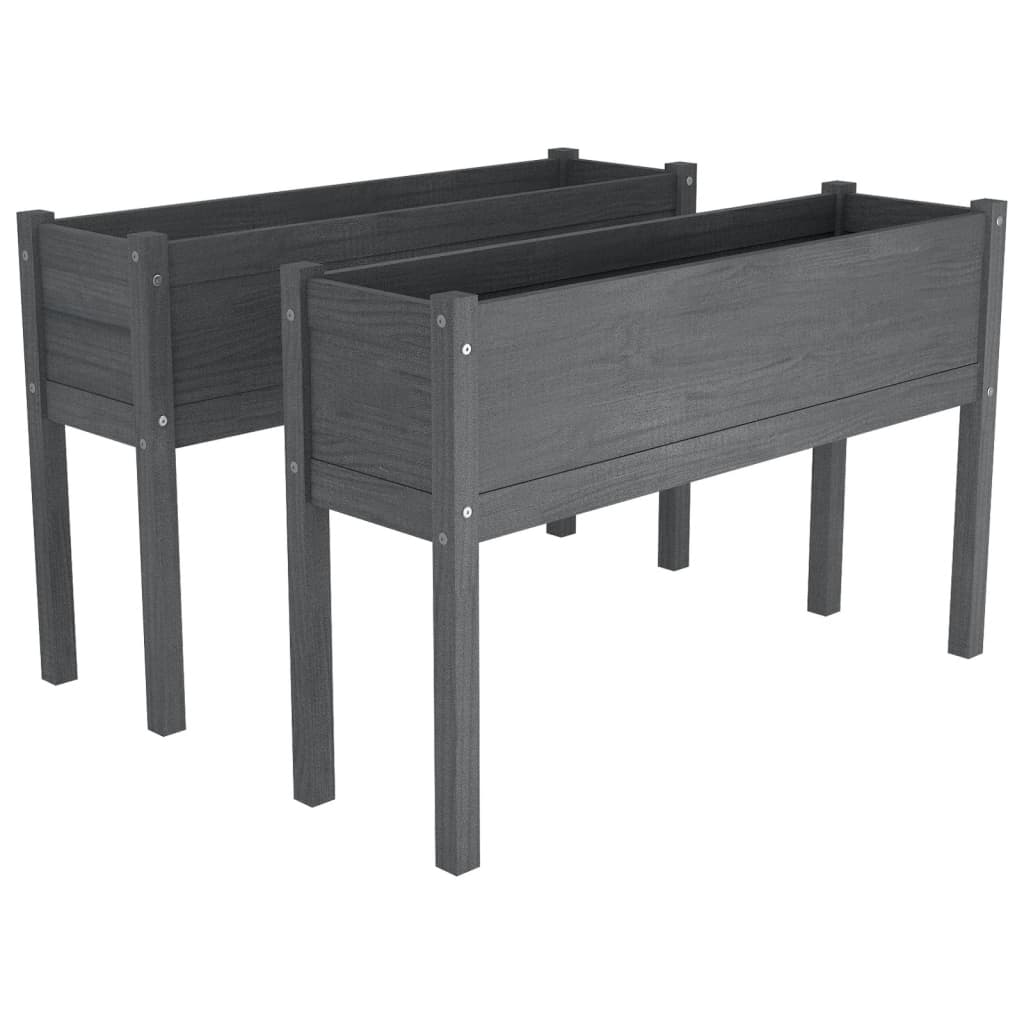 Fioriere da Giardino 2 pz Grigie 110x31x70 cm in Legno di Pino