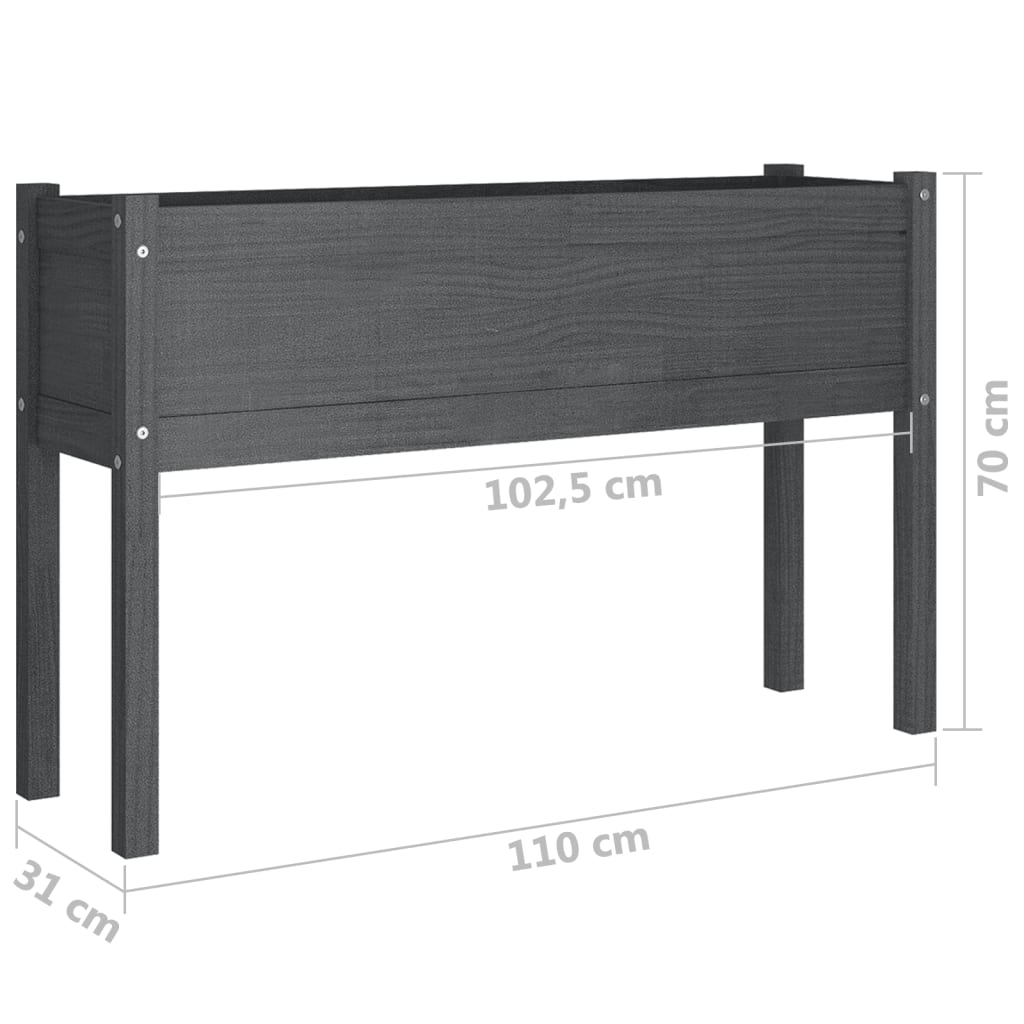 Fioriere da Giardino 2 pz Grigie 110x31x70 cm in Legno di Pino