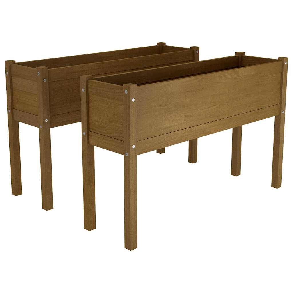 Fioriere 2 pz Ambra 110x31x70 cm in Legno Massello di Pino