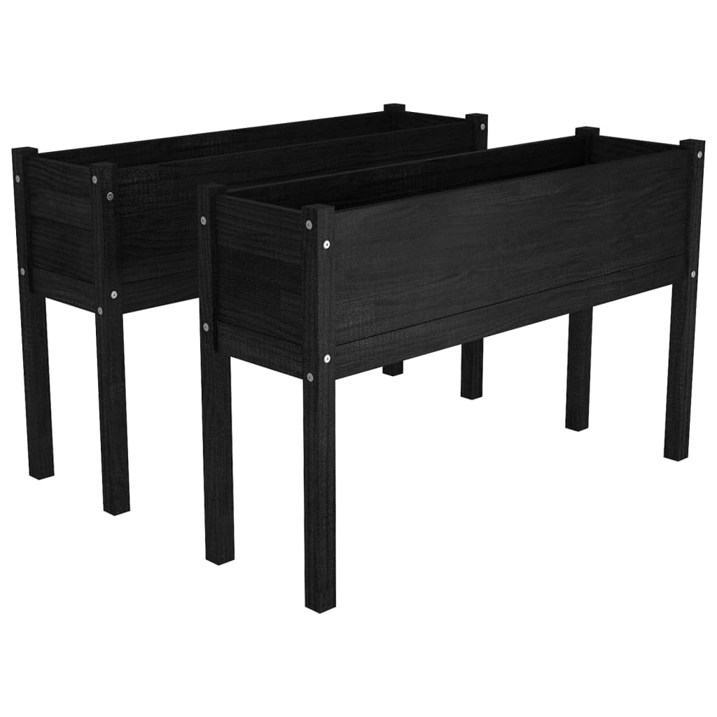 Fioriere da Giardino 2 pz Nere 110x31x70 cm in Legno di Pino