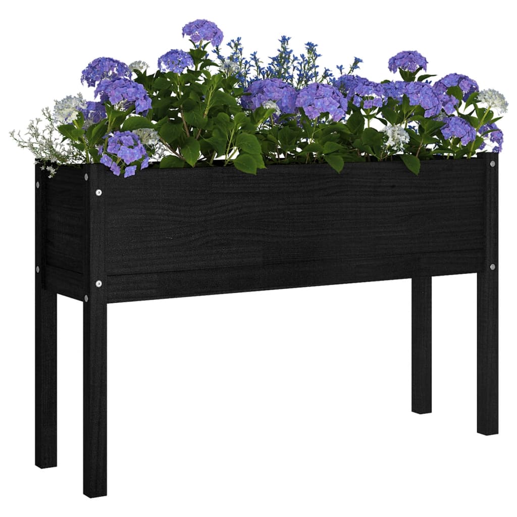 Fioriere da Giardino 2 pz Nere 110x31x70 cm in Legno di Pino
