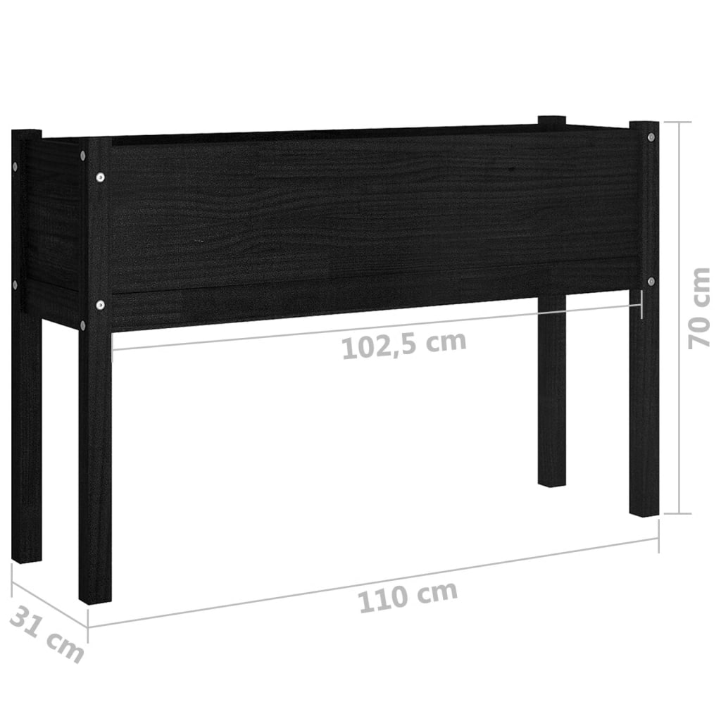 Fioriere da Giardino 2 pz Nere 110x31x70 cm in Legno di Pino