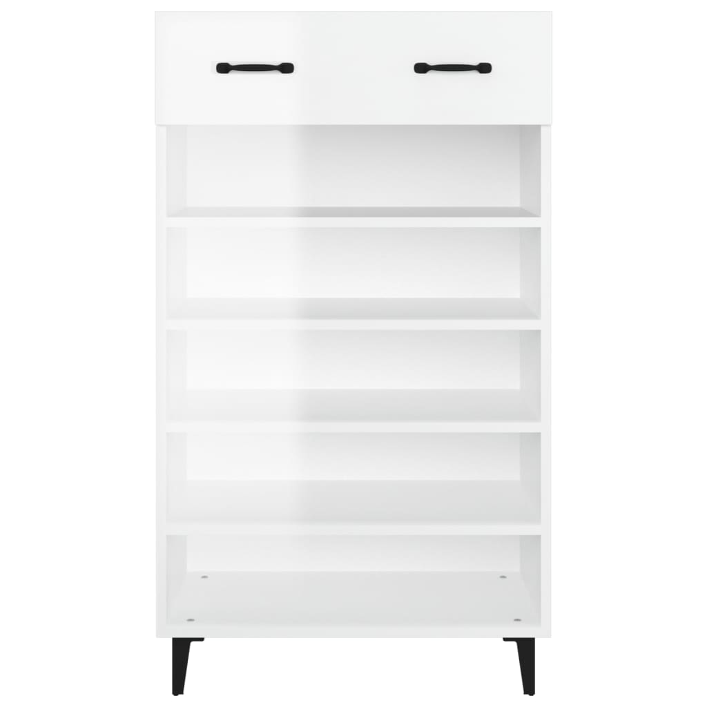 Scarpiera Bianco Lucido 60x35x105 cm in Legno Multistrato