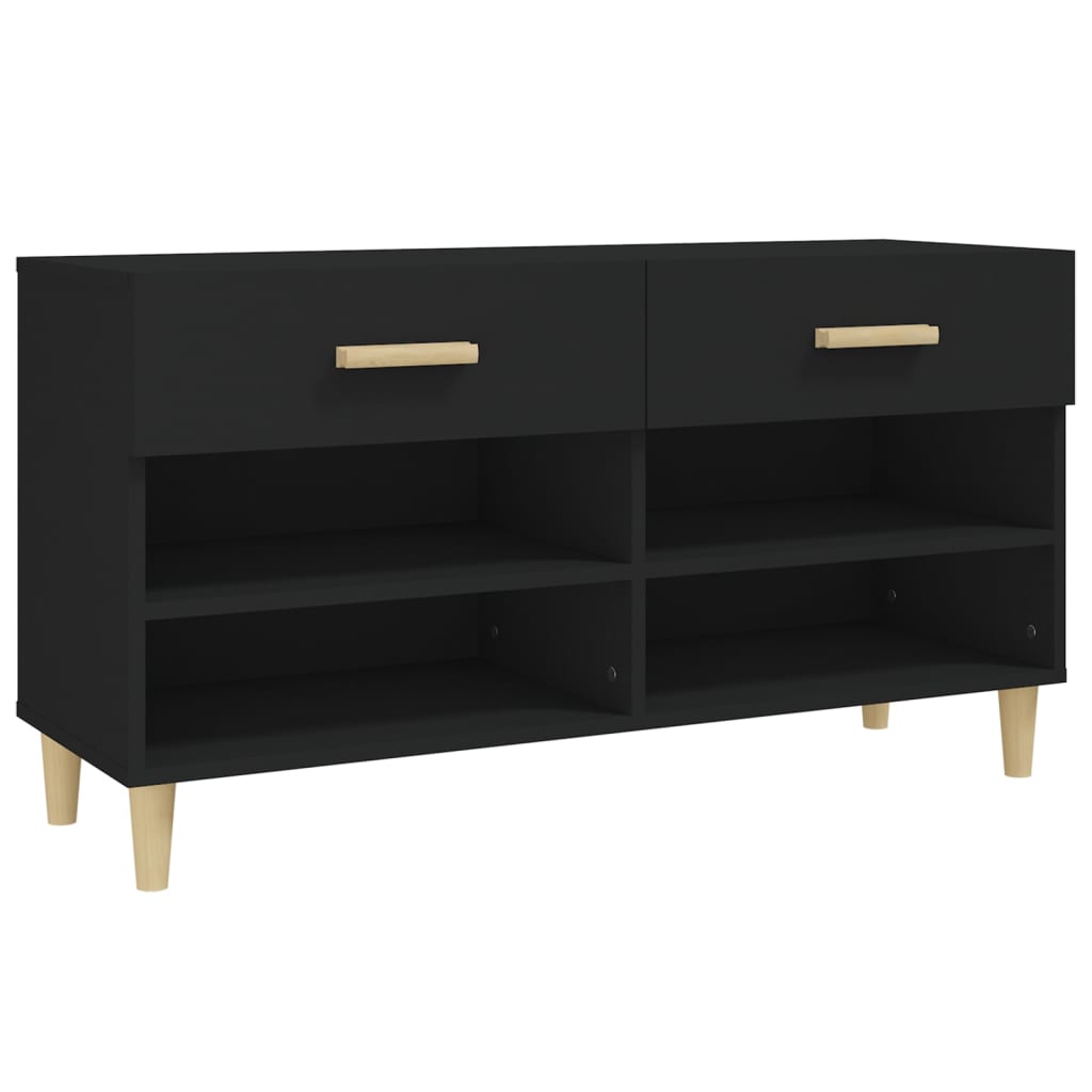 Scarpiera Nera 102x35x55 cm in Legno Multistrato