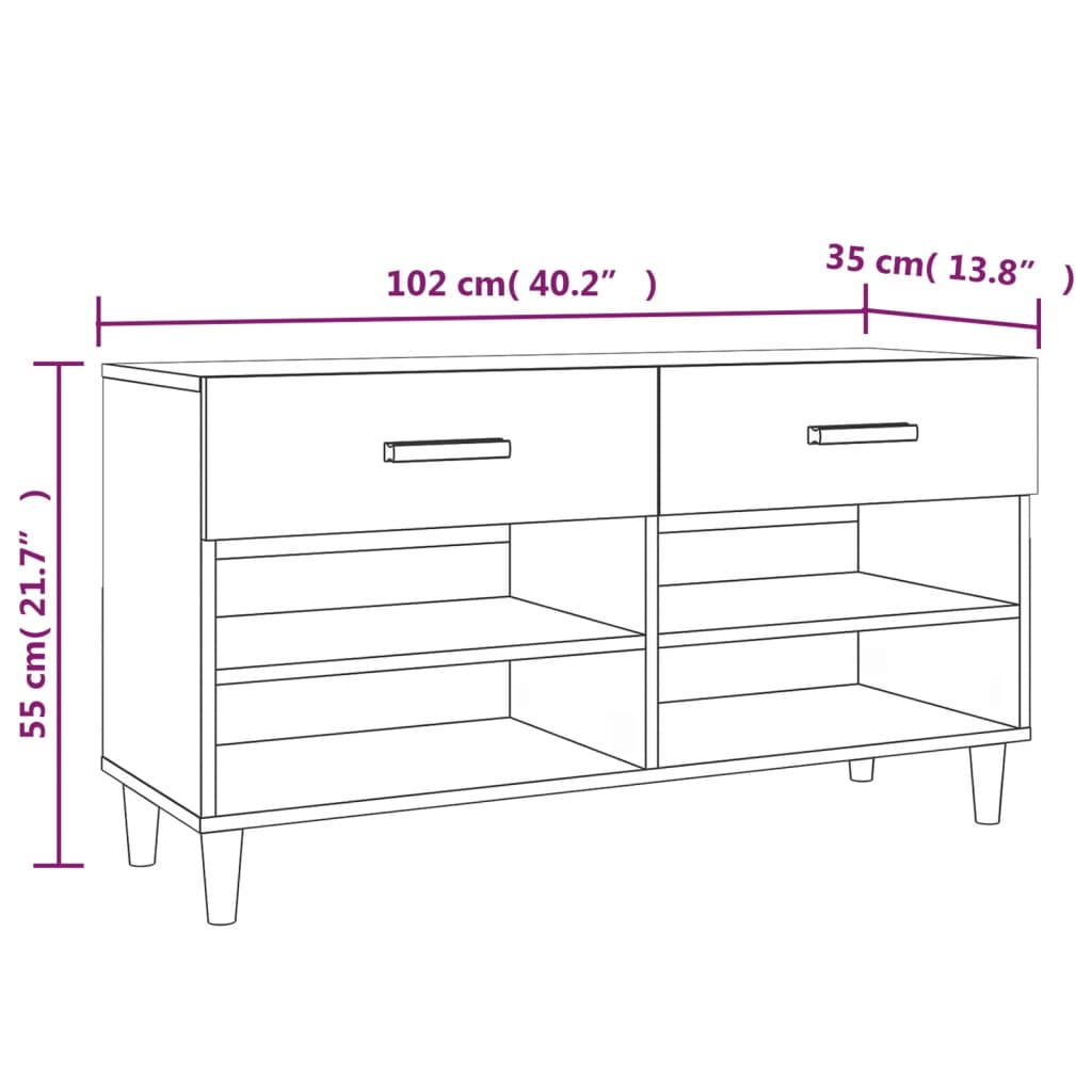Scarpiera Nera 102x35x55 cm in Legno Multistrato