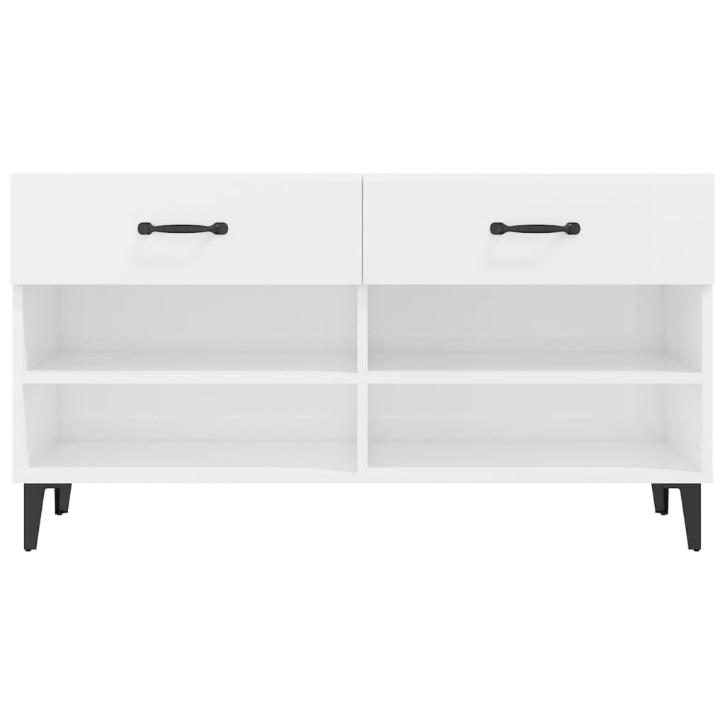 Scarpiera Bianco Lucido 102x35x55 cm in Legno Multistrato