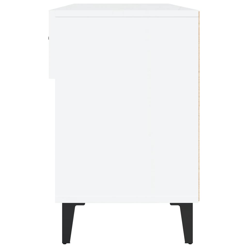 Scarpiera Bianco Lucido 102x35x55 cm in Legno Multistrato