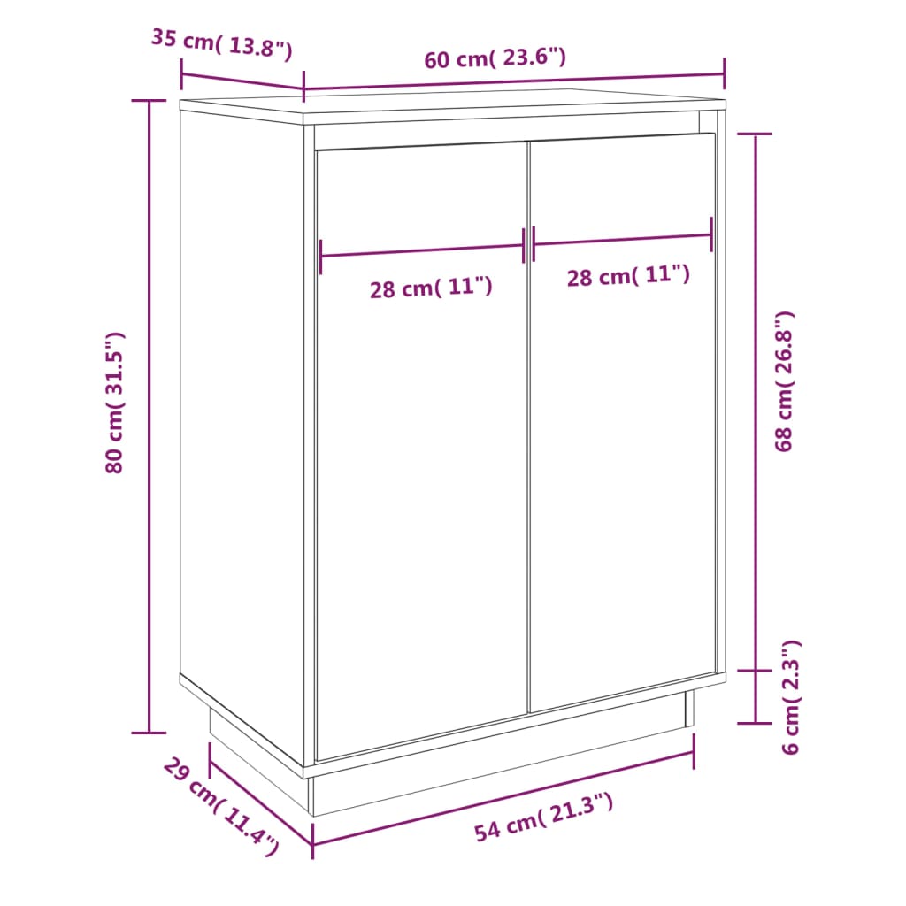 Scarpiera Bianca 60x35x80 cm in Legno Massello di Pino