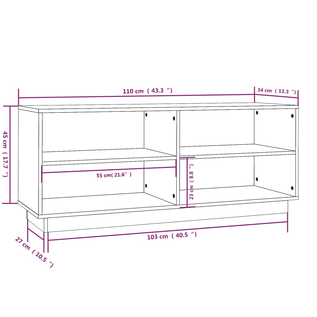 Scarpiera 110x34x45 cm in Legno Massello di Pino